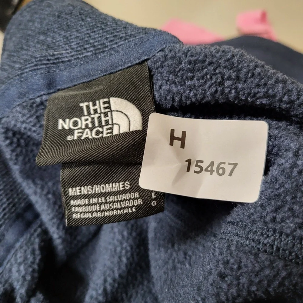 The North Face Men‎ Sweatshirt Large Blue Solid Logo 1/4 Zip Pullover